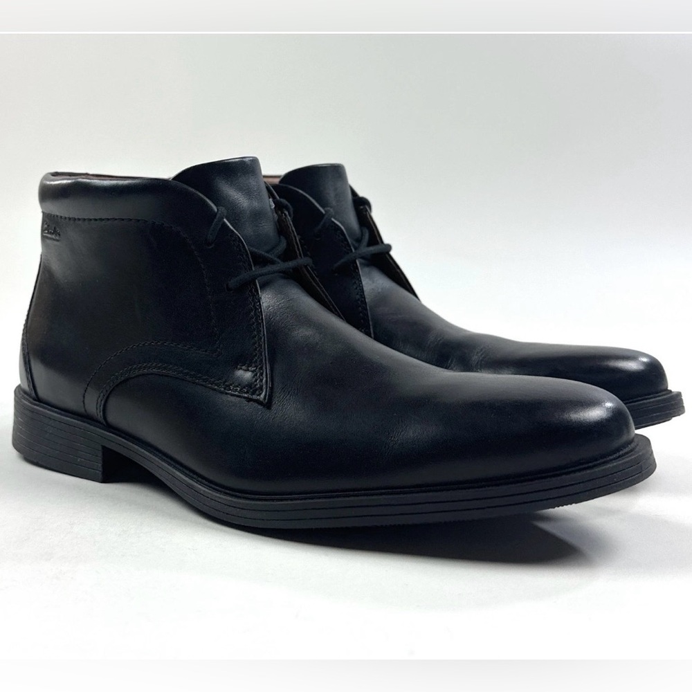 Clarks Whiddon Mid Mens Black Leather Chukka Boots Waterproof Comfort 26152914